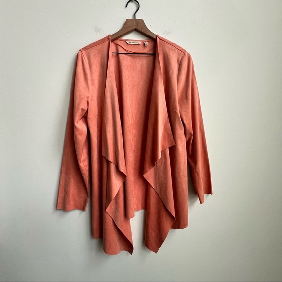 Soft Surroundings Shape Drape Faux Suede Jacket Western Orange Large Lagenlook - Picture 6 of 10